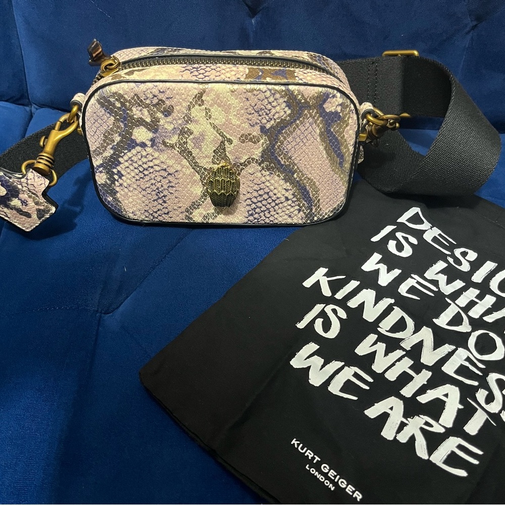 Kurt Geiger Snake Print Leather Bag - Light Pink and Gold - NWOT